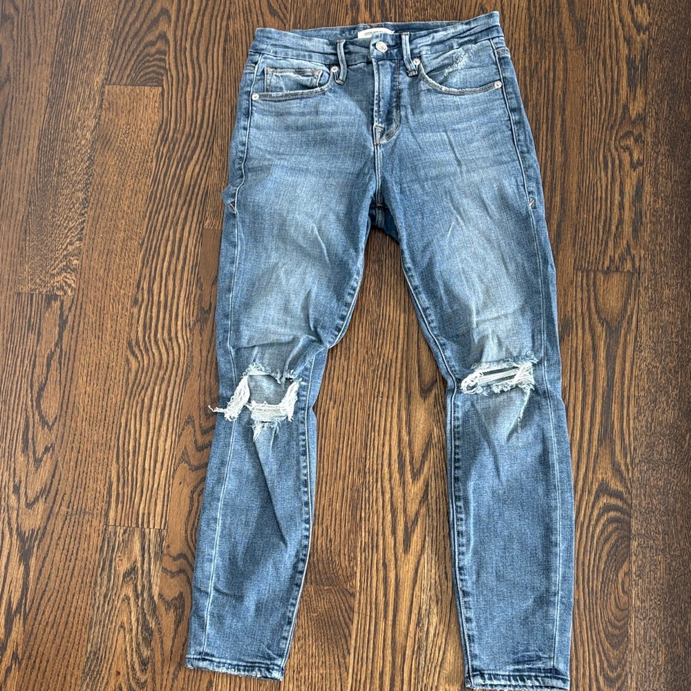 Good American Ripped Skinny Jeans in Blue